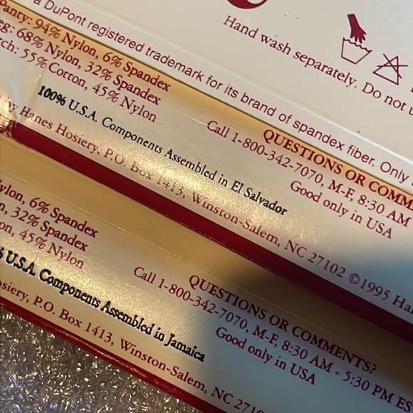 2 vintage Hanes Alive Support size B Black and Navy Pantyhose hose stockings - Picture 9 of 10